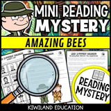 Printable nonfiction bees and pollination reading comprehension passage activity for grades 3-6