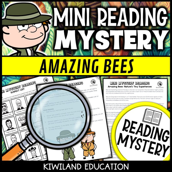 Printable nonfiction bees and pollination reading comprehension passage activity for grades 3-6