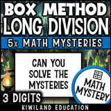 Can you solve the mysteries - 3-digit box method long division worksheets