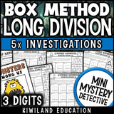 Box method long division 3-digit worksheets 4th grade