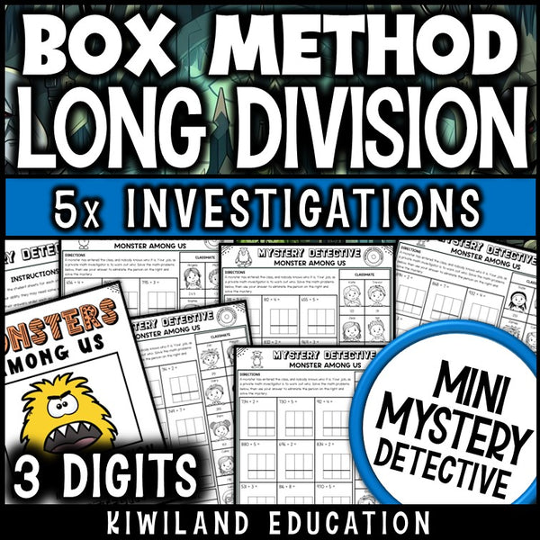 Box method long division 3-digit worksheets 4th grade