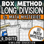 4-Digit Box Method Long Division Math Mystery worksheets cover - monster theme printable