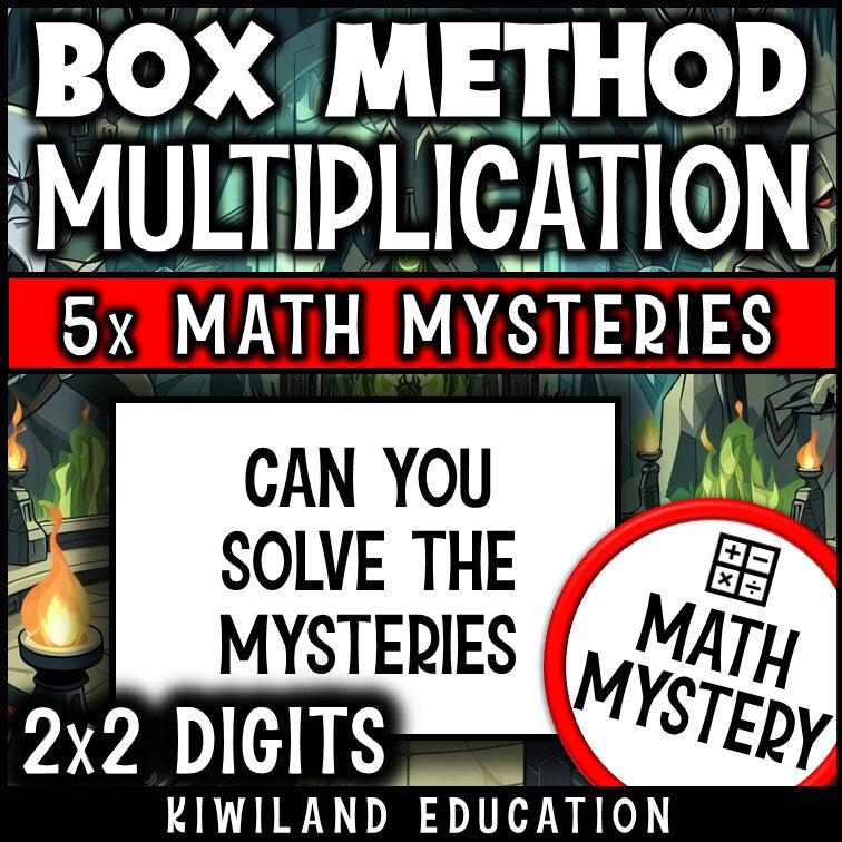 Can you solve the mysteries - 2-digit by 2-digit box method multiplication worksheets