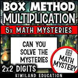 Can you solve the mysteries - 2-digit by 2-digit box method multiplication worksheets