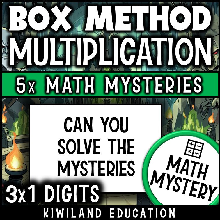 Can you solve the mysteries - 3-digit by 1-digit box method multiplication worksheets