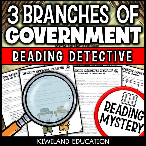 Printable nonfiction three branches of government reading comprehension passage for grades 3-6