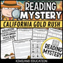 California Gold Rush reading mystery comprehension activity cover for grades 3-6