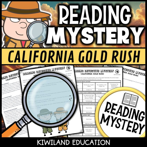 Printable nonfiction California Gold Rush reading comprehension passage activity for grades 3-6