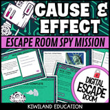 Reading passage cause and effect escape room slide