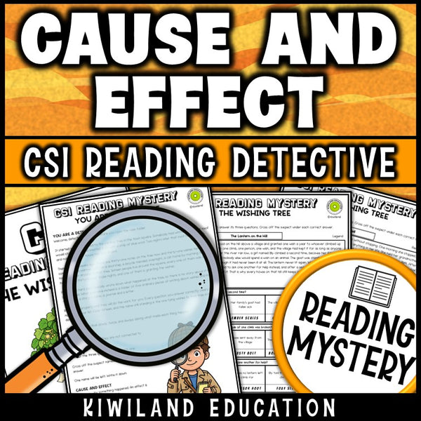 Cause and effect worksheets with fiction reading passages and questions, grades 3-5