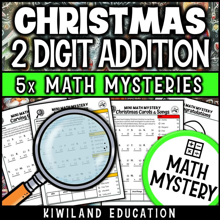 Christmas 2-digit addition math mystery answer key