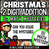 Christmas 2-digit addition math mystery activity preview