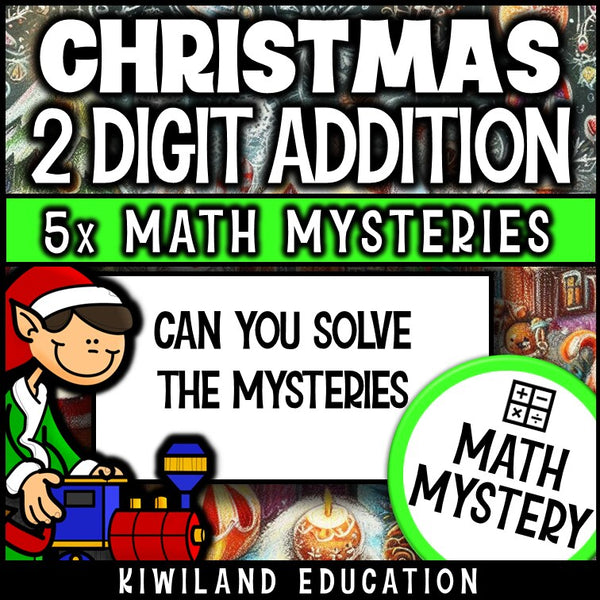 Christmas 2-digit addition math mystery activity preview
