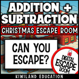 No-prep Christmas 2-digit addition and subtraction escape room activity