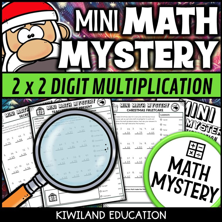 Christmas 2-digit by 2-digit multiplication math mystery answer key