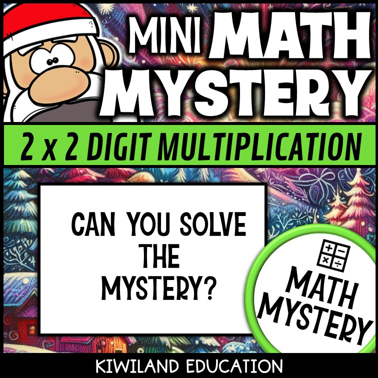 Christmas 2-digit by 2-digit multiplication math mystery activity preview