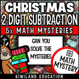 Can you solve the Christmas mysteries - 2-digit subtraction with regrouping worksheets