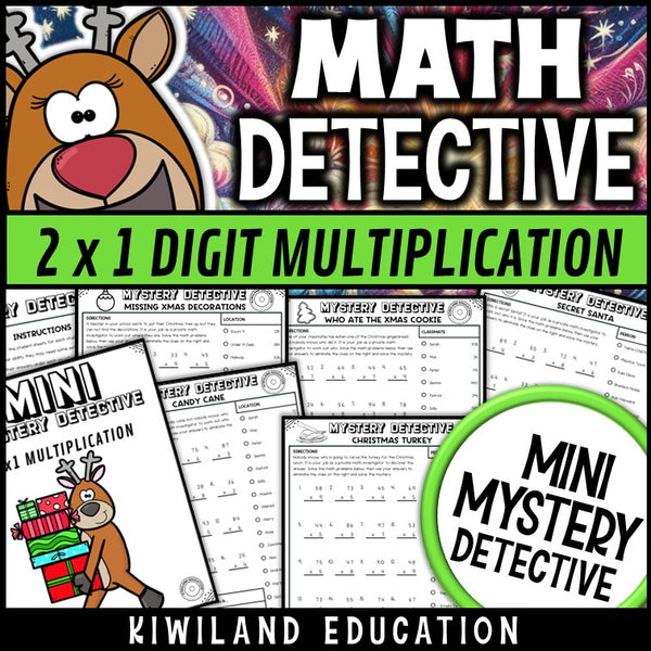 Christmas 2x1 digit multiplication worksheets 3rd 4th grade