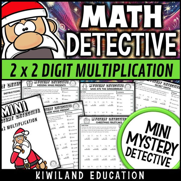 Christmas 2x2 digit multiplication worksheets 4th 5th grade