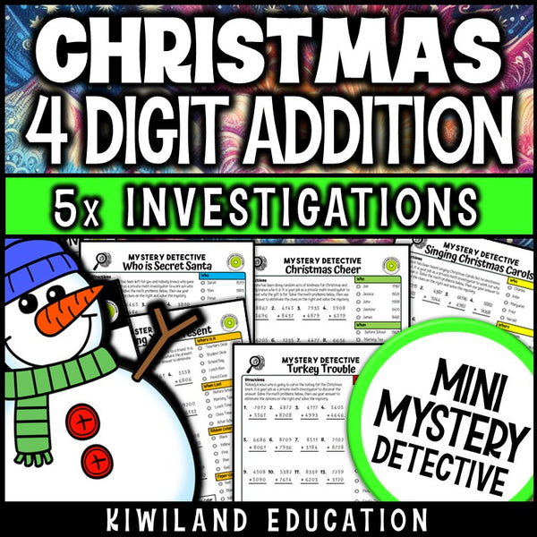 Christmas 4-digit addition with regrouping grade 4