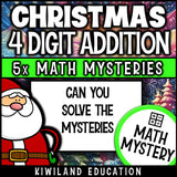 Can you solve the Christmas mysteries - 4-digit addition with regrouping worksheets