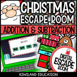 Christmas add and subtract escape room puzzle screen
