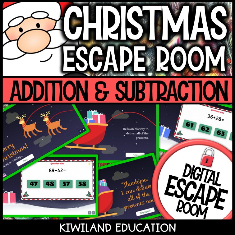 Christmas math escape room code lock