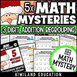 Christmas Around the World 3-digit addition with regrouping math mystery worksheets cover