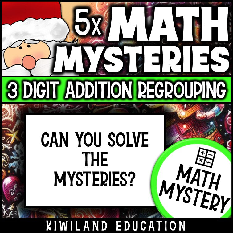 Can you solve the mysteries - Christmas 3-digit addition math mystery worksheets