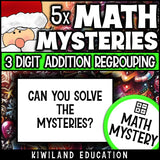 Can you solve the mysteries - Christmas 3-digit addition math mystery worksheets