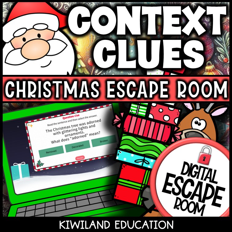 Context Clues Christmas digital escape room cover
