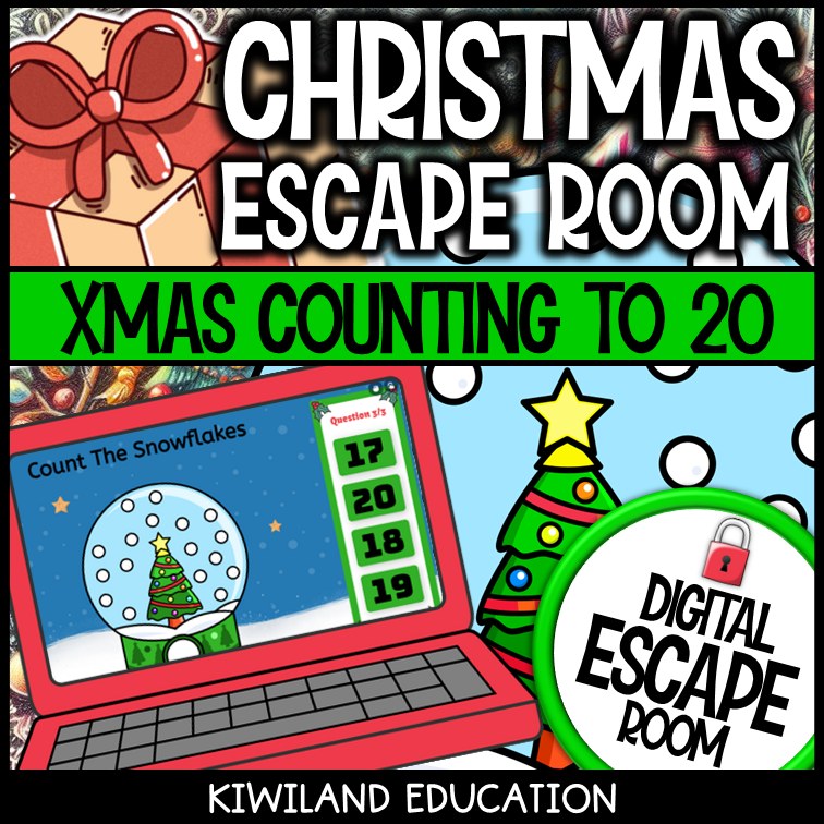 Counting to 20 Christmas digital escape room cover