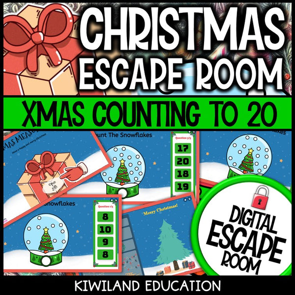 Counting to 20 Christmas escape room activity preview