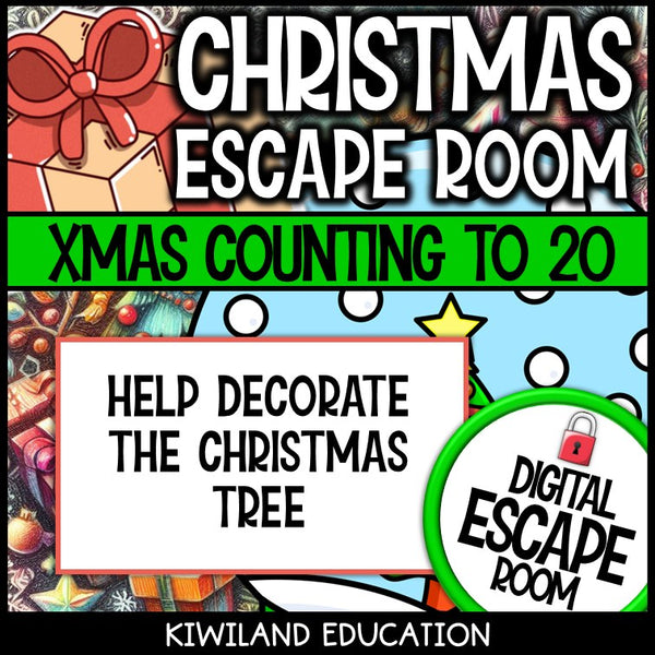 Counting to 20 Christmas escape room for Grades K-1