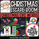 CVC Words Christmas escape room activity preview