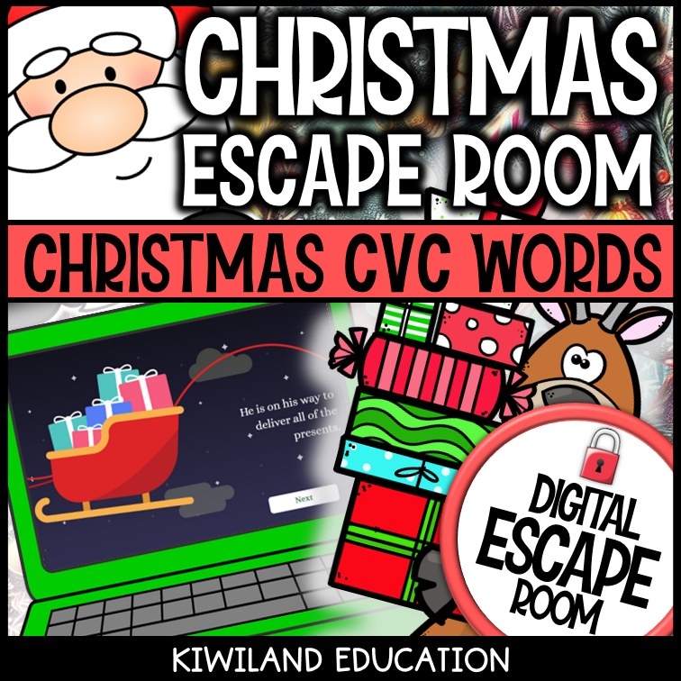 CVC Words phonics escape room challenge screen