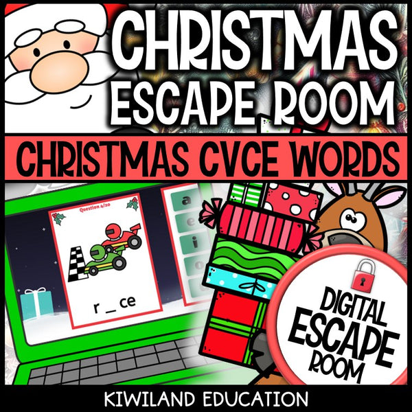 CVCe Words Christmas digital escape room cover
