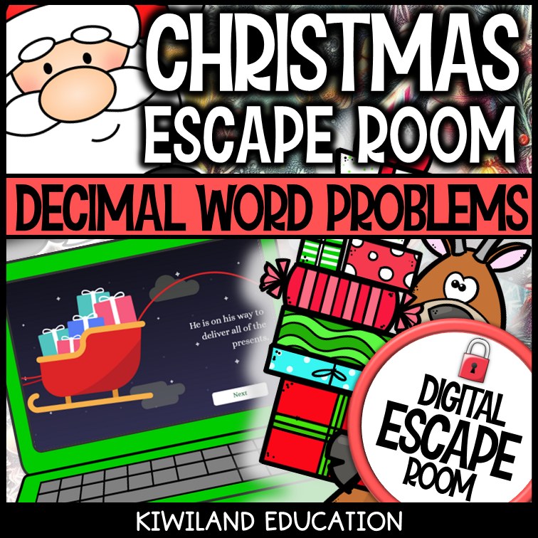 Decimal word problem escape room challenge screen