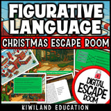 Christmas-themed figurative language escape room puzzle screen