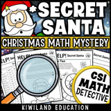 Christmas math mystery clue pages with addition, subtraction, and coordinates