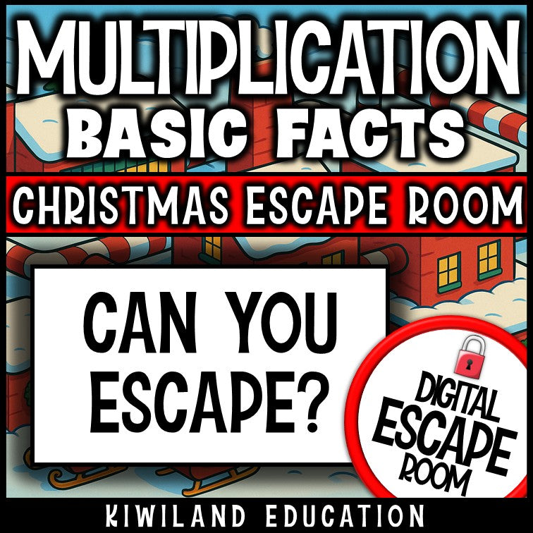 No-prep Christmas multiplication times tables escape room activity
