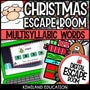 Multisyllabic Words Christmas digital escape room for Grades 2-4