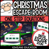 Christmas one-step equations escape room puzzle screen