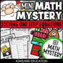Christmas solving one-step equations math mystery worksheets cover