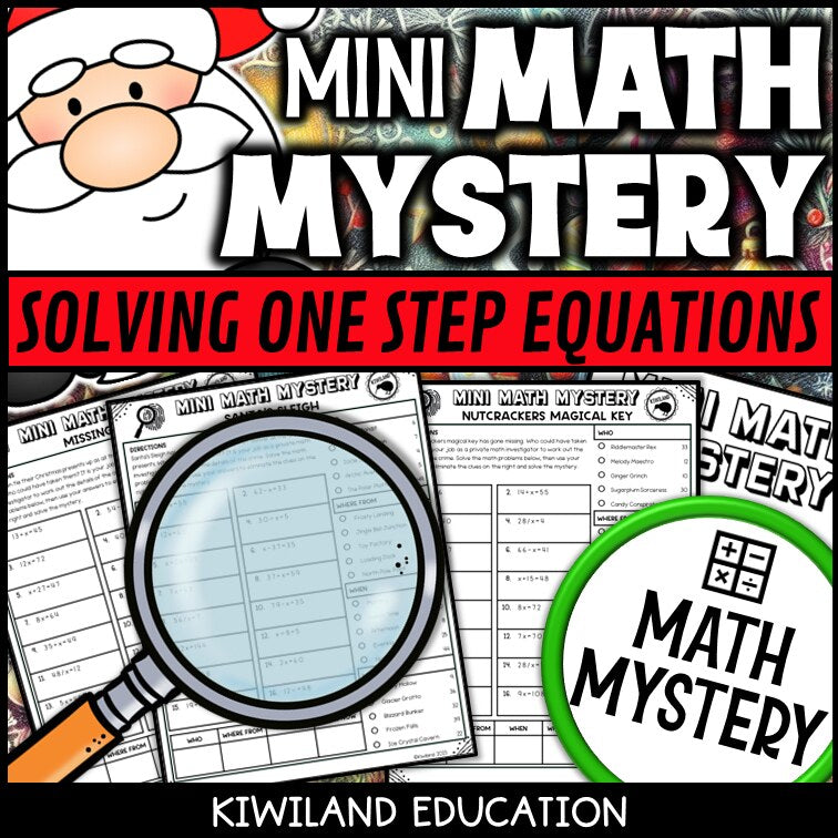 Christmas one-step equations math mystery answer key