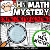 Christmas one-step equations math mystery answer key