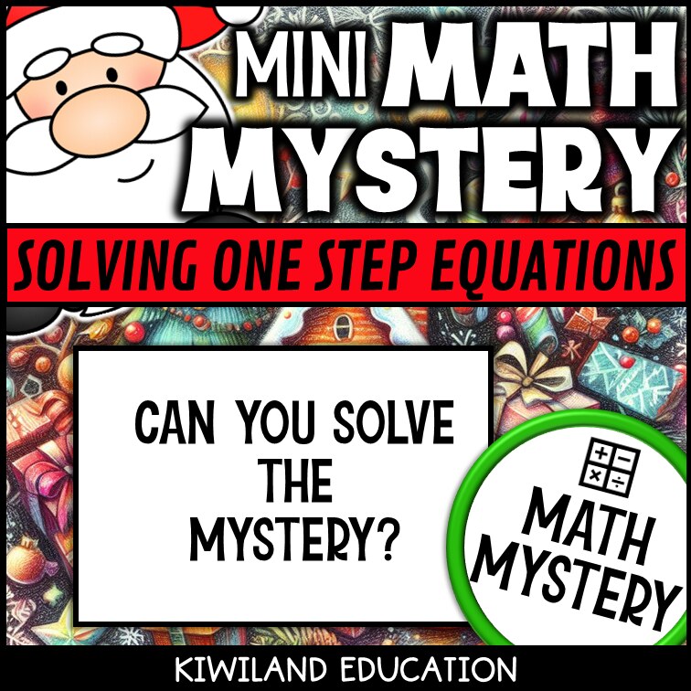 Christmas one-step equations math mystery activity preview