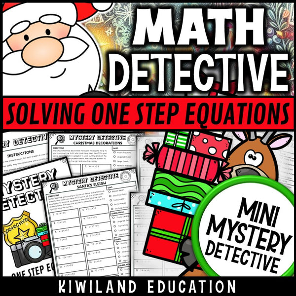 Christmas one step equations worksheets with 1 variable