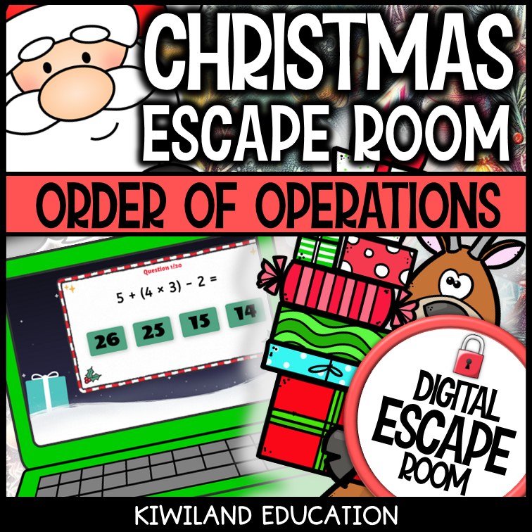 Order of Operations Christmas digital escape room cover