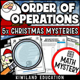 Christmas order of operations math mystery worksheet sample page